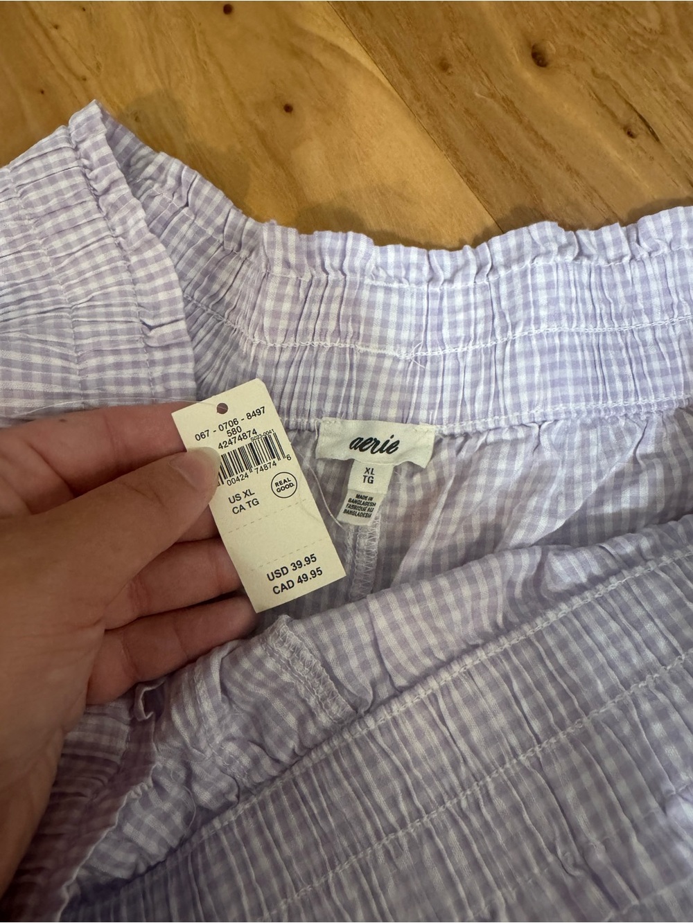 NWT Aerie Good Day Shorts Purple Gingham - Picture 3 of 3